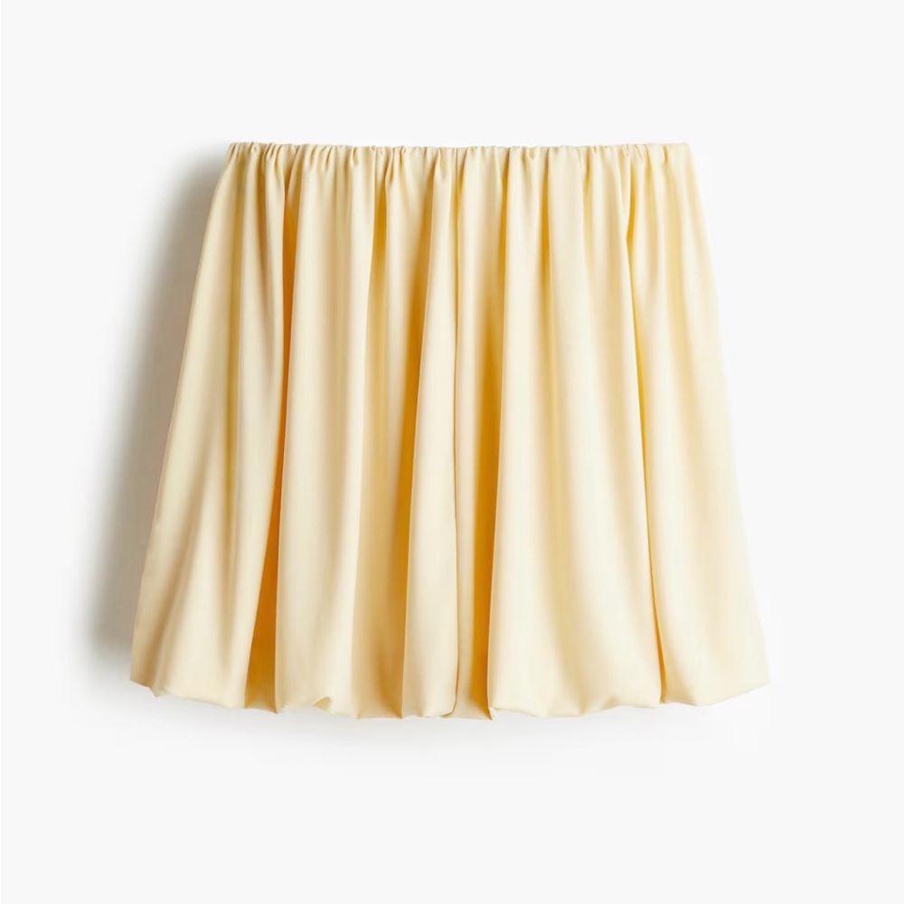 Light Yellow Bubble Hem Mini Skirt - Size M